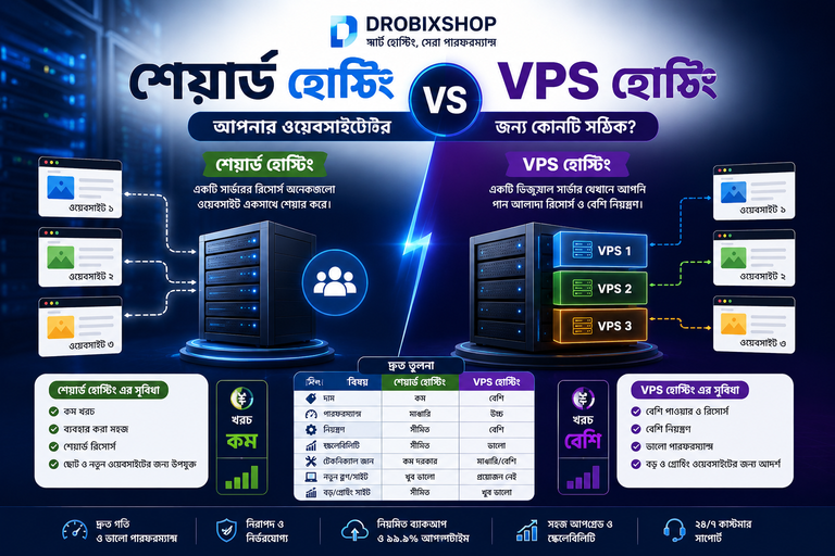 Shared Hosting vs VPS Hosting: আপনার Website-এর জন্য কোনটি সঠিক